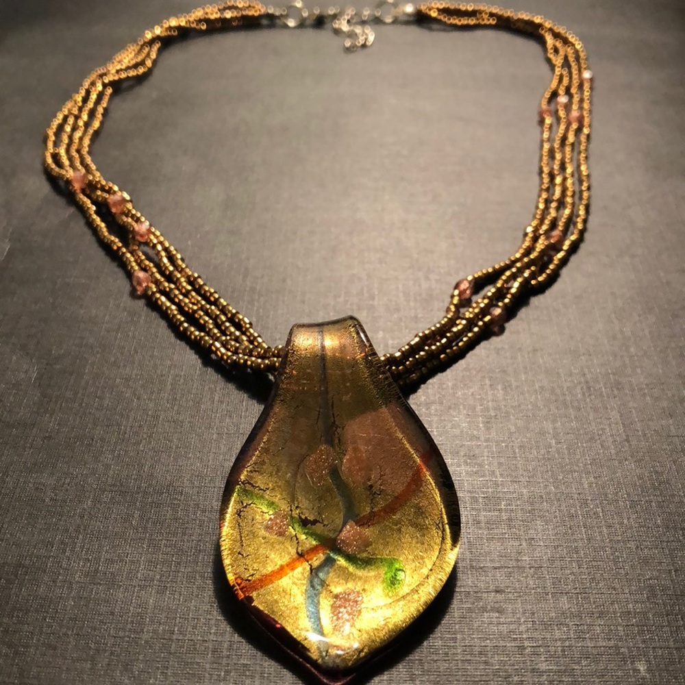 Fire-Blown Art Glass Pendant Necklace